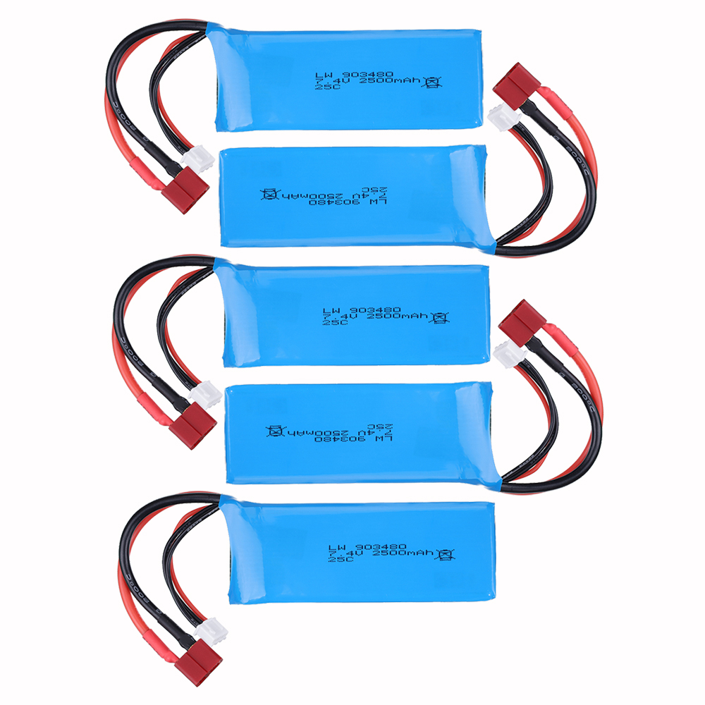 2S 7.4V Lipo battery for Wltoys 104001 124019 124018 144001 RC car battery spare parts 7.4v 2500mah RC Cars Boats Trucks Battery: Red