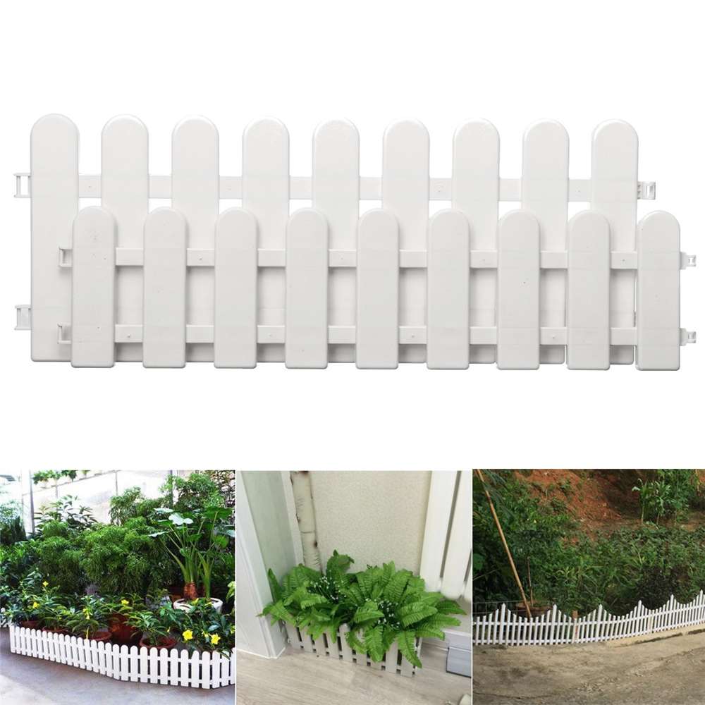 12PCS DIY Easy Assemble Garden Lawn Grass Edging Fence Picket Border Panel Plastic Wall Fencing Board Garden Yard Decoration
