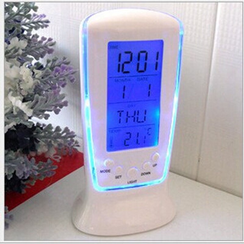 Digital Desk Clock with 7 Music Alarm LED Backlight Calendar Table Clocks Inverse Timer Thermometer Display Alarm Watch