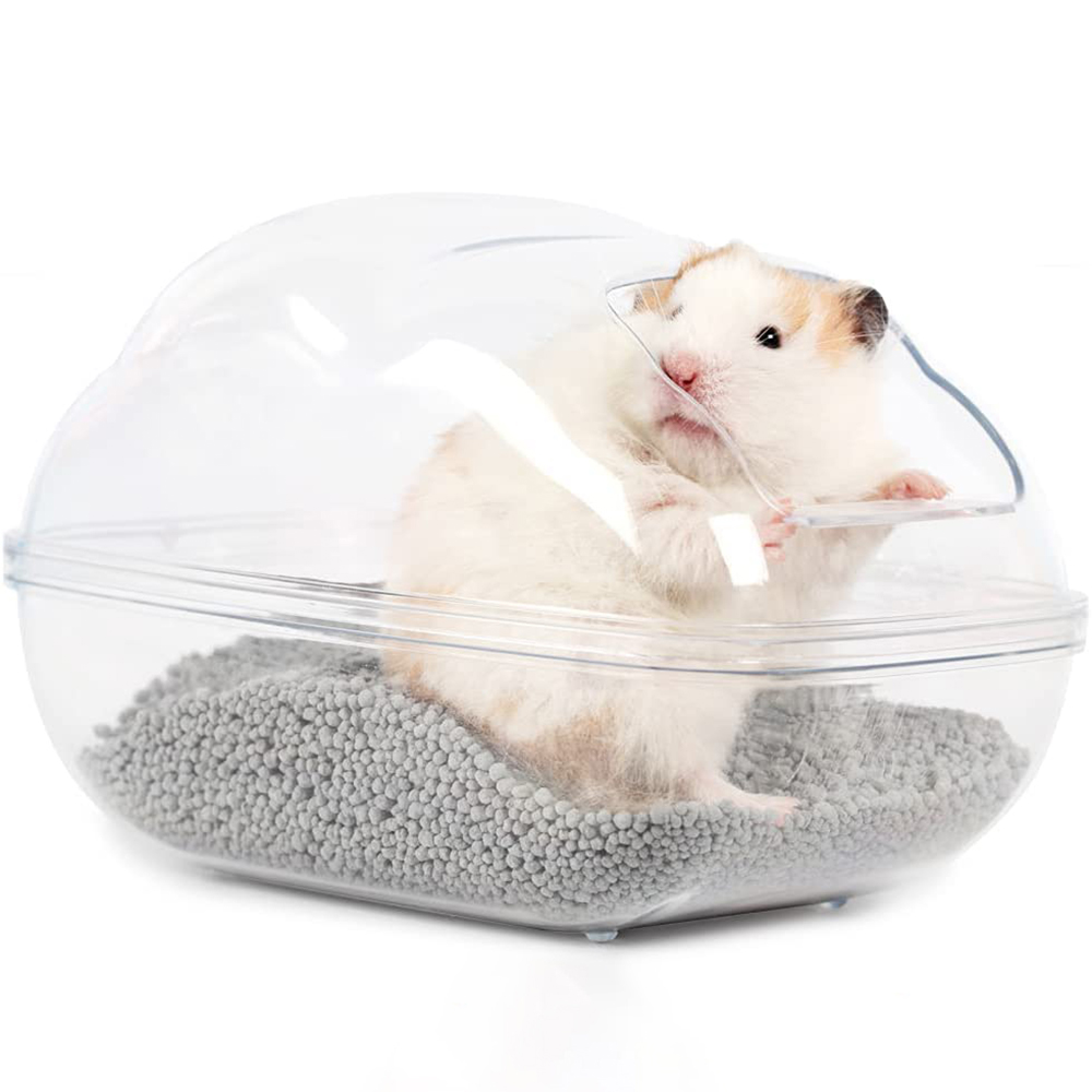 Casa de hámster grande, contenedor de baño de arena, nubes transparentes, baño de hámster para animales pequeños, accesorios de jaula de conejillo de indias