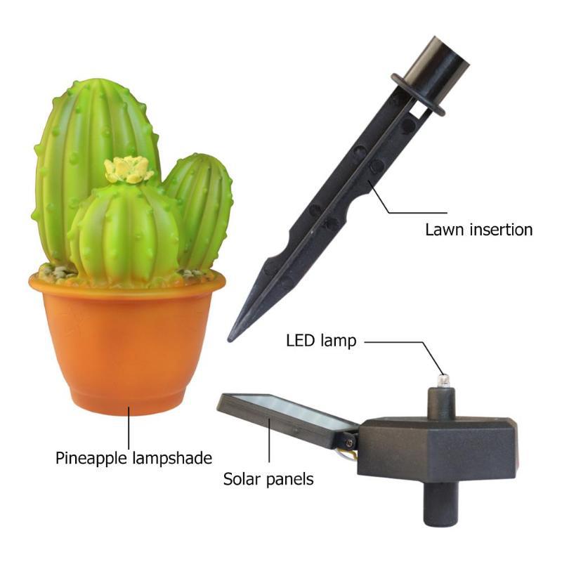 Solar LED Lawn Lamp Pineapple Cactus Shape Spike Light for Outdoor Garden Yard Ground Landscape Lamp