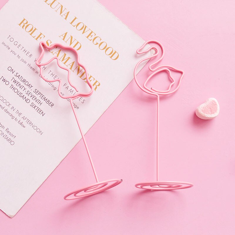 10 stuks/set memo naamkaarthouder cartoon flamingo vogelvormige fotohouder standaard plaats papier menu clips houders voor feest