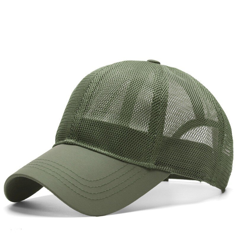 Male Large Size Peak Cap Men Summmer Mesh Truker Hats Big Bone Man Dry Quickly Cool Baseball Caps M 55-60cm L 60-65cm: full mesh army green / 55 to 60cm