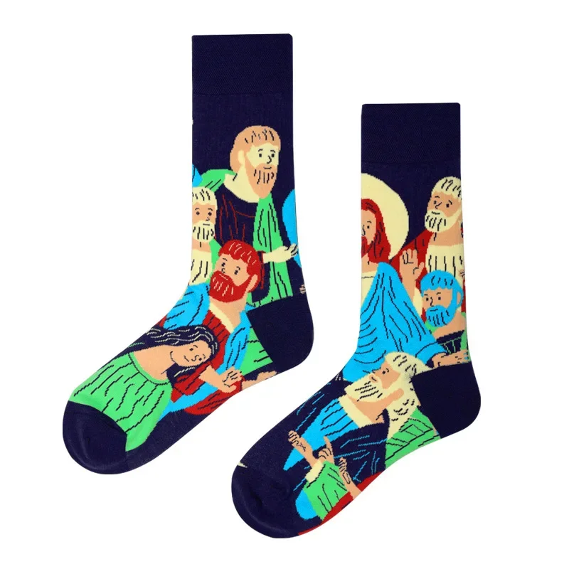 Nueva AB asimétrico Pato Mandarín calcetines para hombres y mujeres de dibujos animados divertido lindo Animal medio alto calcetines de algodón de tubo