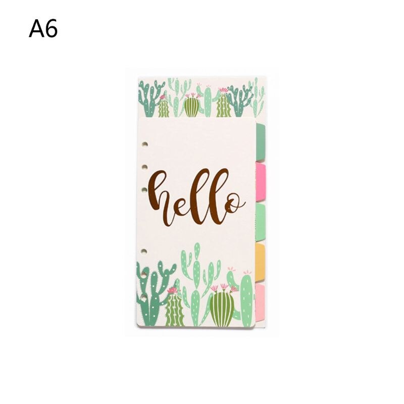 Separador de hojas sueltas para cuaderno, separador de índice de 6 agujeros, planificador de papel diario, carpetas, suministros de papelería para estudiantes, A5, A6, 1 Juego