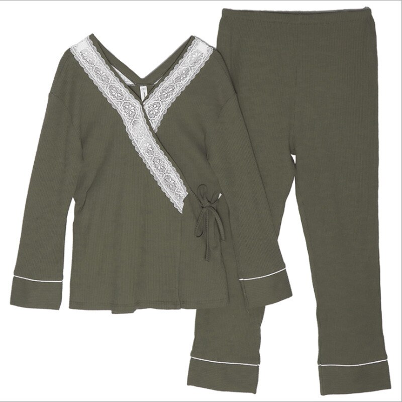 Pijamas de algodón puro para mujeres embarazadas, ropa de maternidad lactancia fina, primavera y otoño, Verano: XL
