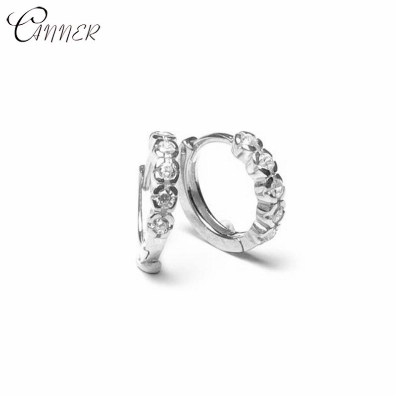 CANNER 925 Sterling Silver Huggie Hoop Earrings with Stones Earrings With CZ For European Women Party Jewelry: S