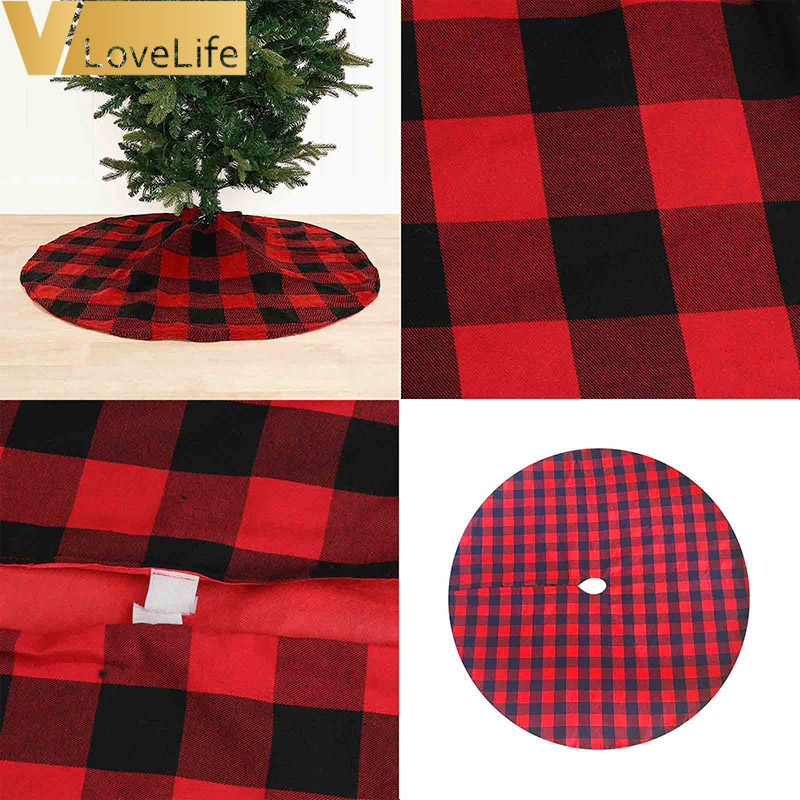 36 " rød og sort bøffel plaid juletræ nederdel juletræ nederdel julepynt til træ