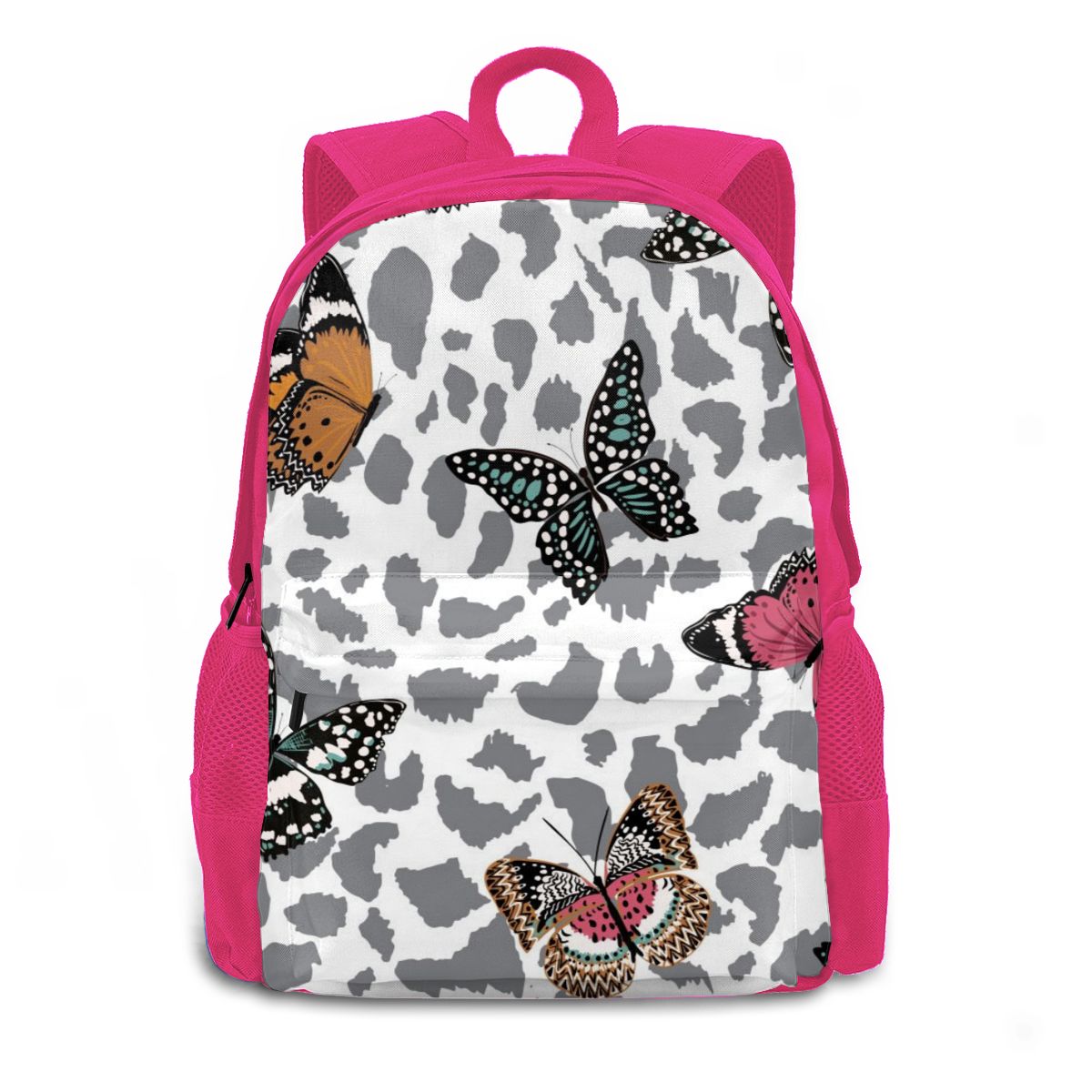 Vlinders Vliegen Op Animal Leopard Skin Rugzak Schoudertas Casual Vrouwen Rugzak Tienermeisje Schooltas Rugzak