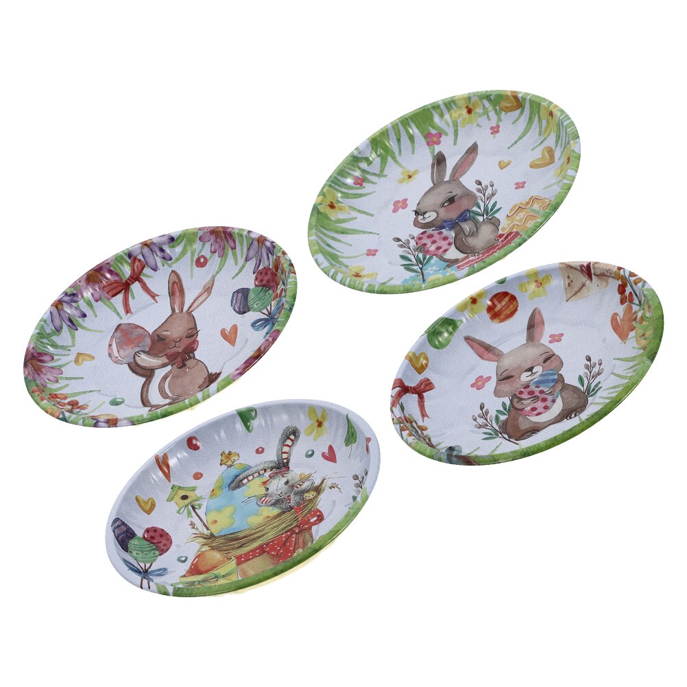 4pcs Easter Fruit Serving Plates Cake Storage Plate Snacks Candy Storage Containers