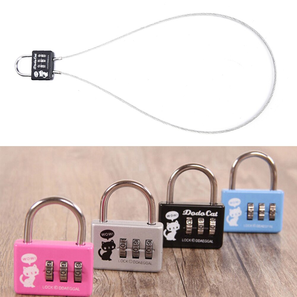 One Piece 3-Digit Combination Number Lock Travel Luggage Suitcase Handbag Padlock Security Code Lock Random Color