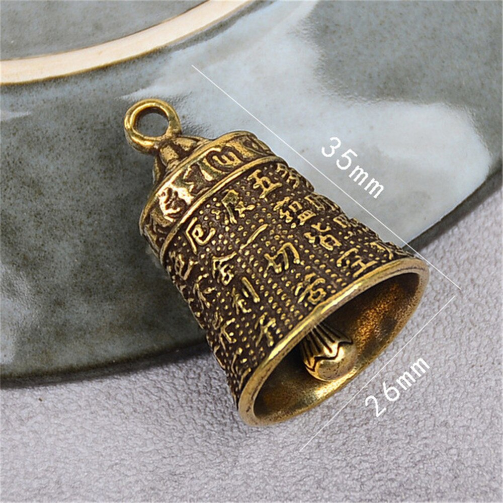 Brass Handicraft Magic Bell Wind Bell Tibetan Bronze Bell Keychain Pendant For Cristmas Home Decoration Pendant Antique Bell: Heart Sutra Bell