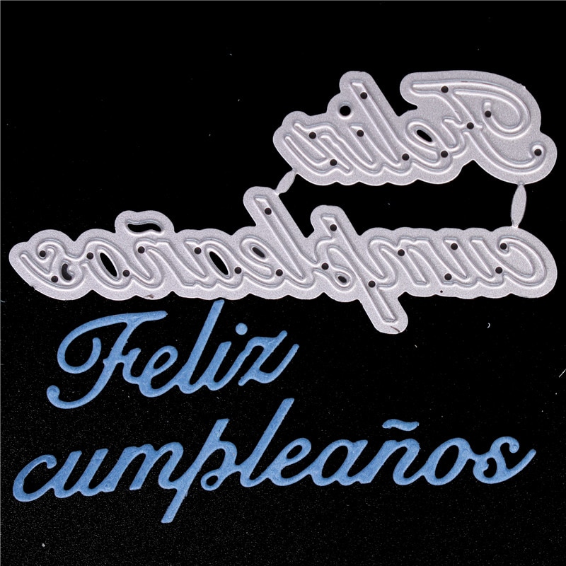 Espagnol mot métal matrices de découpe pour bricolage Scrapbooking découpé papier carte faisant artisanat gaufrage Photo joyeux anniversaire