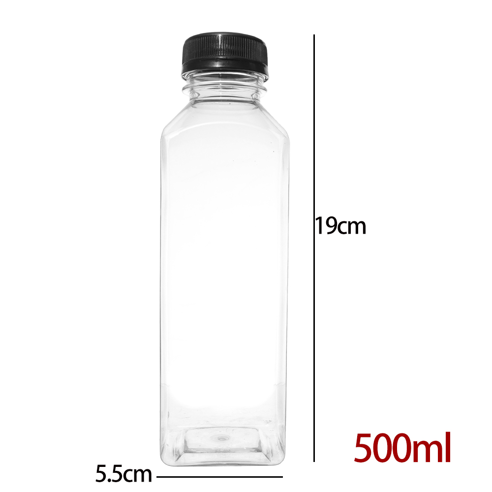 Leere Saftflaschen aus Kunststoff mit Kappen, Wasserflaschen, transparente Getränkebehälter in großen Mengen mit Deckel, Entsafter-Trinkmilch-Marmeladenbehälter