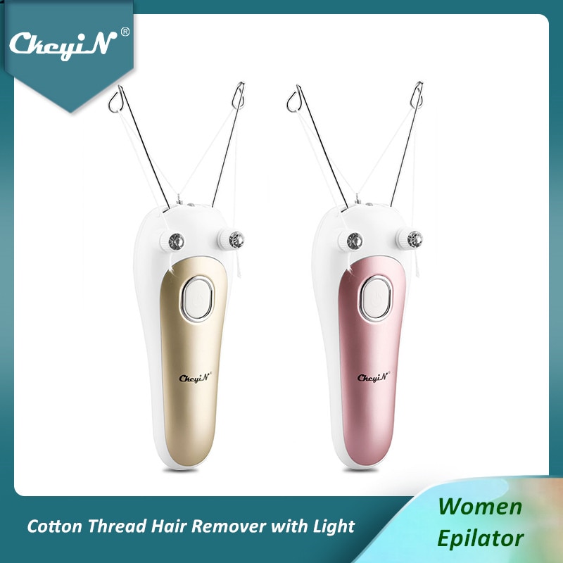 CkeyiN-depiladora eléctrica de hilo de algodón para mujer, recortadora de vello Facial, recargable por USB, afeitadora con luz LED