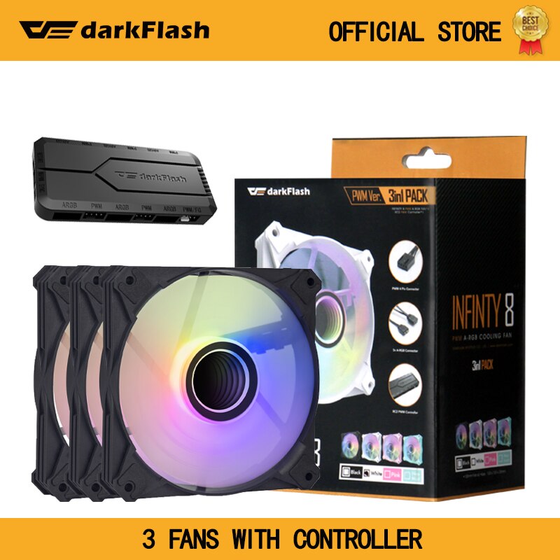 Darkflash Computer Pc Case Fans 120Mm Rgb Fan 4pin Pwm Argb Koelventilator 3pin 5V Aurora Effect Kleurrijke keuze 12Cm Ventilador
