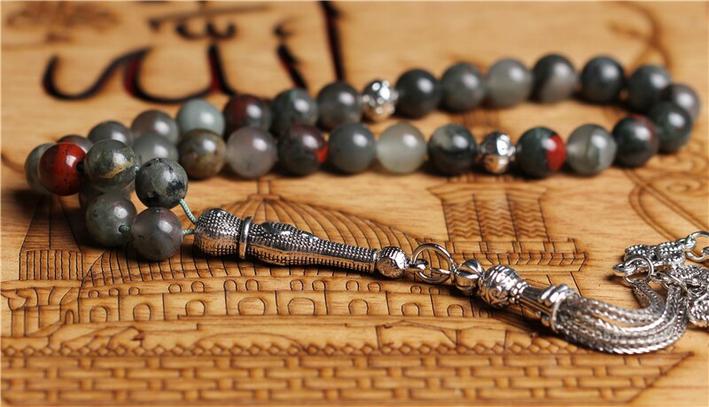 Venda quente africano bloodstone colar oração islâmica grânulos 33 tasbih