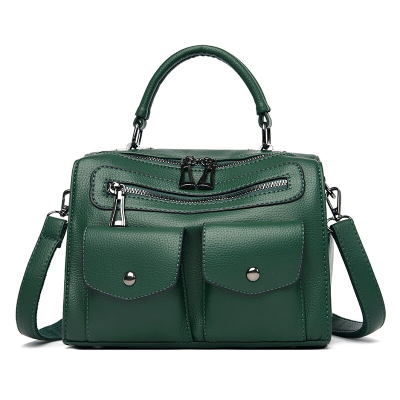 Multi-function Ladies Shoulder Bag PU Leather Women Messenger Bags Multi-pocket Women's Handbag Sac: green
