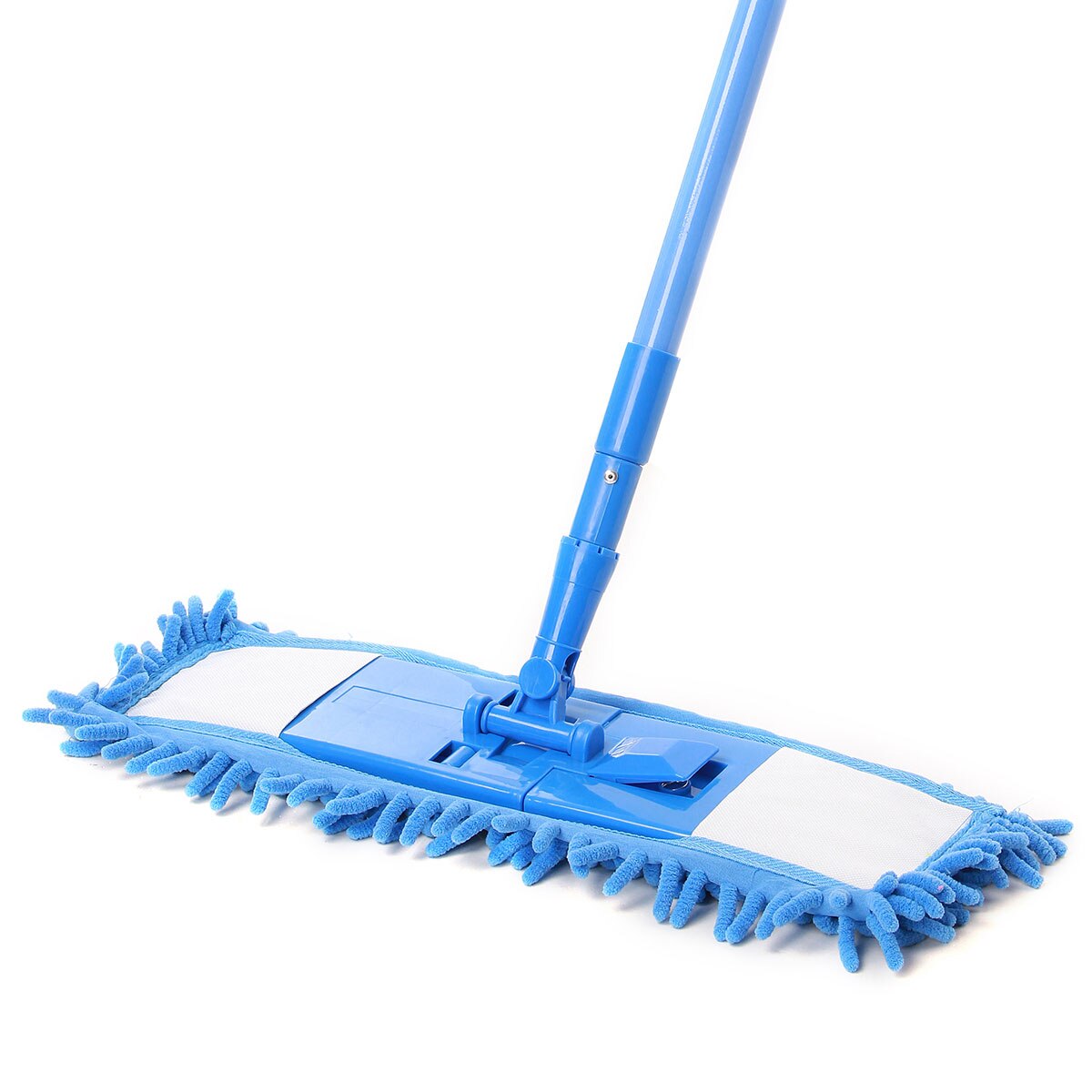 Soft Bristle Rubber Broom Sweeper Dry and Wet Cleaning Sweeper With Telescopic Handle Extendable Microfibre Floor Mop: Blue