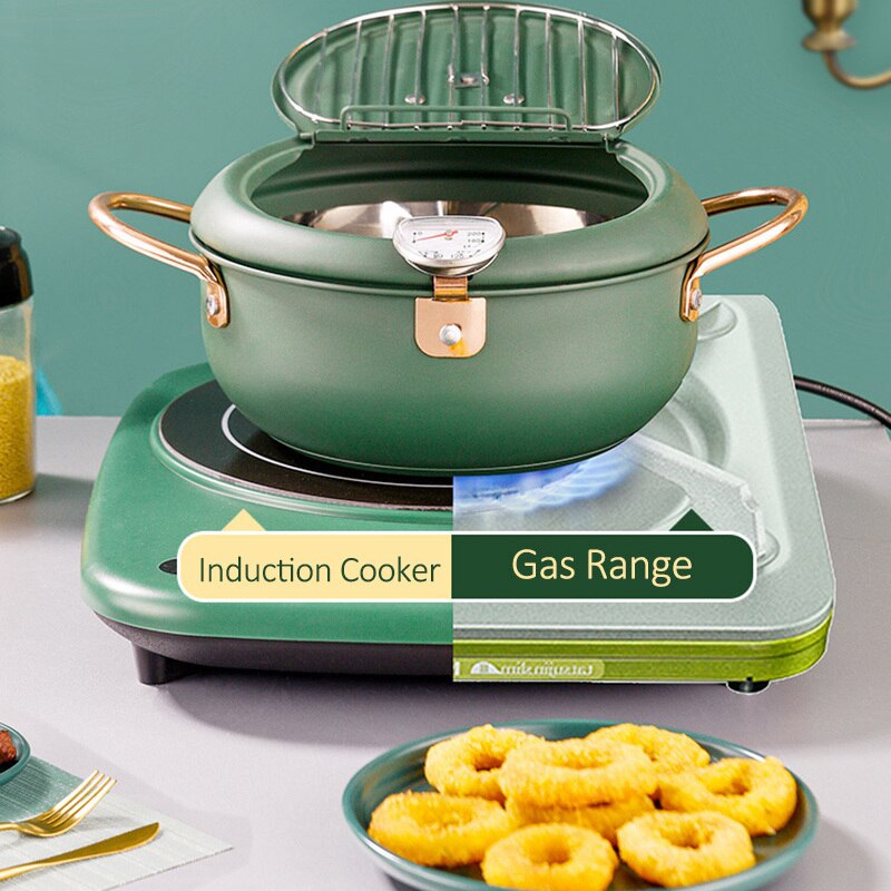 Friteuse à Induction en acier inoxydable Tempura, Mini friteuse universelle à température contrôlée