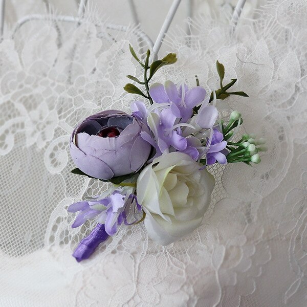Artificial Bridesmaid Wrist Brooch Bridesmaid Bracelet Handkerchief Wrist Brooch Wedding Handkerchief Bridegroom Brooch Best Man: Corsage style 4