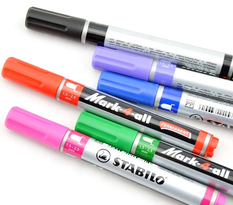 3 Pcs/Lot Stabilo 651Alcohol Ink Permanent Smooth Oil Single Head Mark Pen Whiteboard Pen