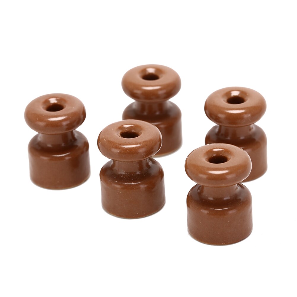 Aislador de porcelana para cableado de pared, aisladores de cerámica eléctricos de 5 colores de frecuencia, 5 unids/lote: Brown
