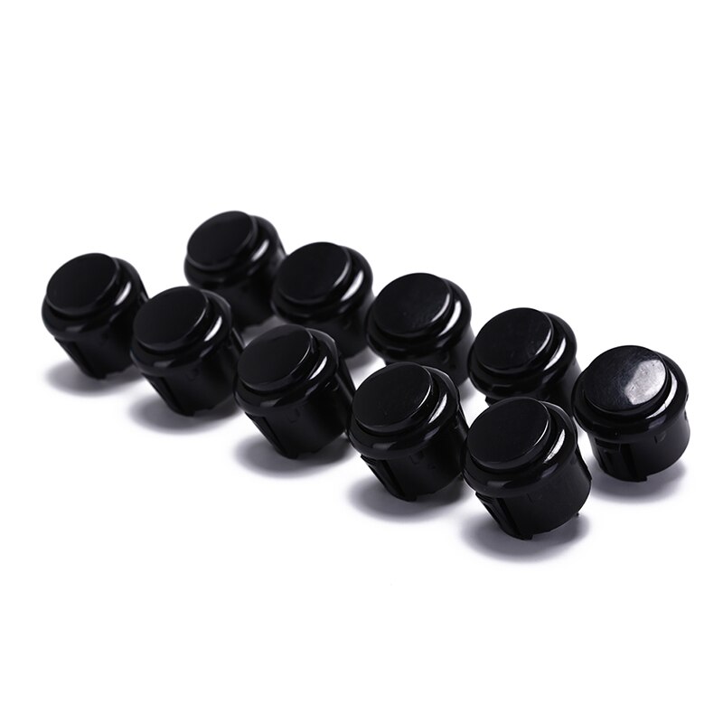 10 stuks ingebouwde kleine microschakelaar voor diy arcade controller jamma mame 24mm fabrieksprijs arcade knop ronde drukknop: Zwart