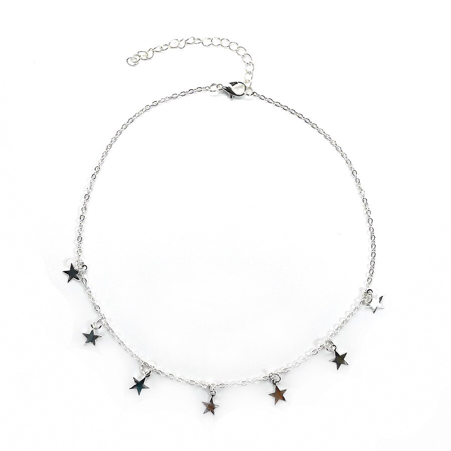 Goud Zilver Kleur Choker Ketting Ster Pentagram Ketting Voor Vrouwen Vrienden Collares Mujer Collier Bijoux Femme Sieraden