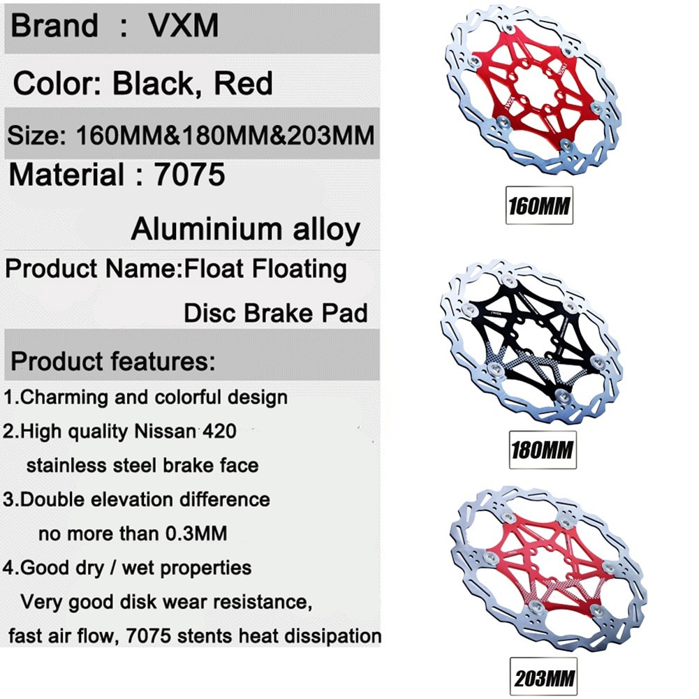 160/180/203mm roestvrijstalen schijfremmen voor mountainbikes, cruiserfietsen, fietsonderdelen en remschijven