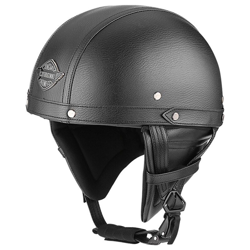 PU Leather Retro Helmet Motorcycle Motorbike Rider Half Helmet Open Face Half Moto Helmets: Color 6 / L