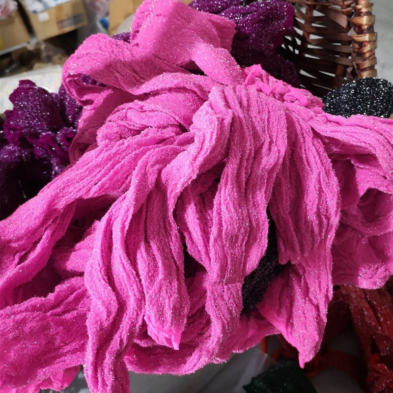 2pcs Silver Nylon Stocking Flowers Material DIY High-density Silk Stocking Making Simulation Flowers Handmade Ronde Flower: 2 Pieces Pink