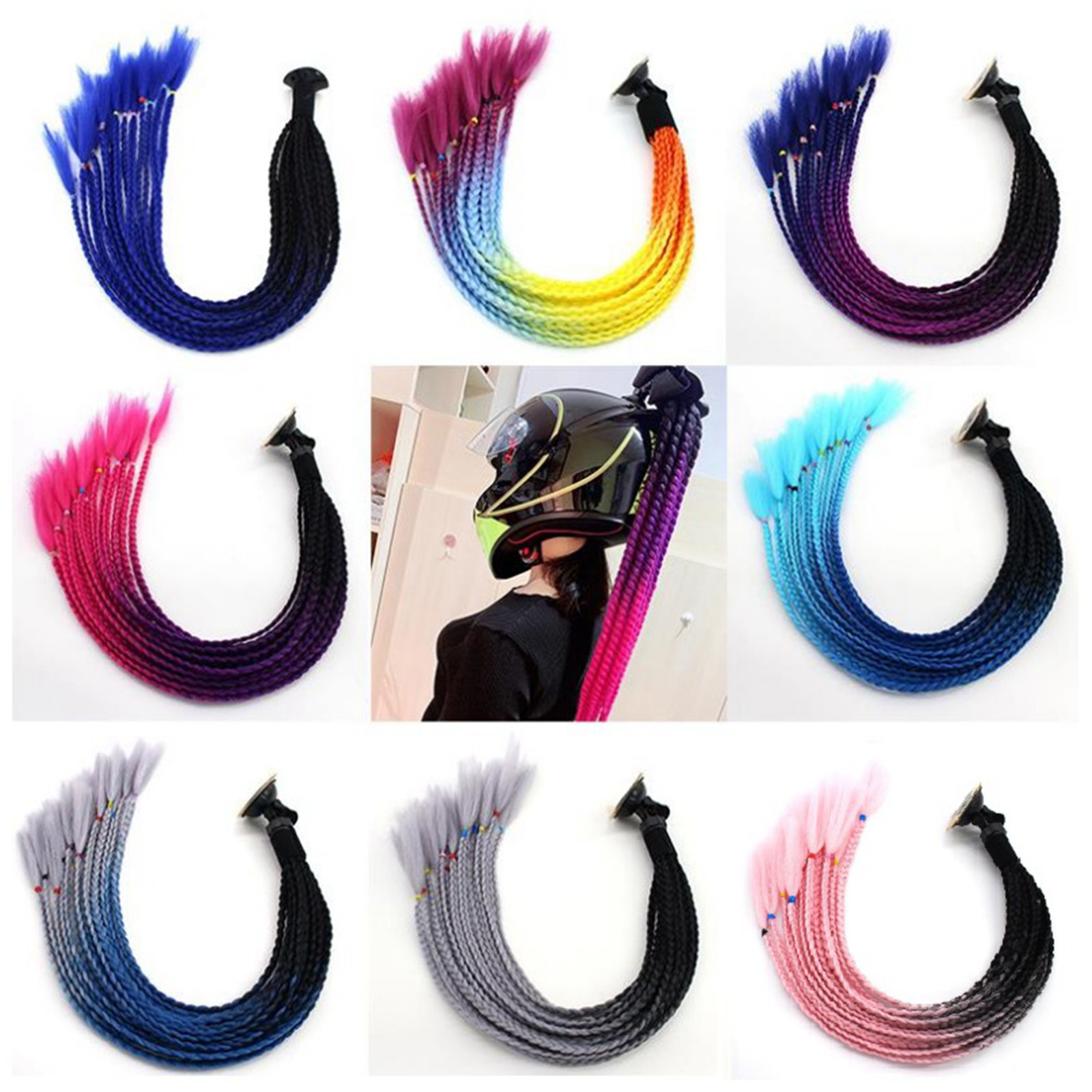 55cm Motorrad Helm Dreadlocks Helm Schmutzig Geflecht Motorrad Pferdeschwanz Helm Haar Für Fahrrad Motorrad Helm Dekoration