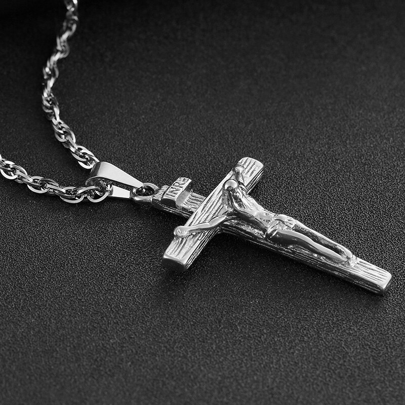 Jesus korsfæstet kryds halskæde mænd vedhæng 4 farver rustfrit stål kæde choker til kvinder kristne klassiske smykker christ