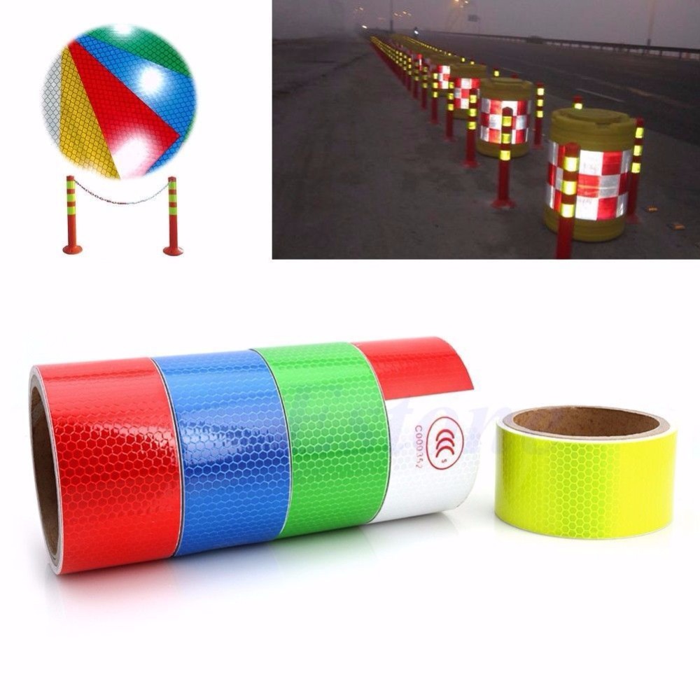 1PC 5CMX3M Reflective Safety Warning Tape Film Sticker Adhesive Decoration Warning Tape