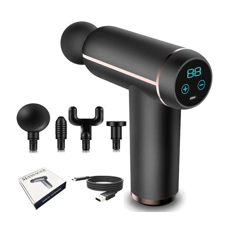 Minipistola de masaje muscular LCD para mujer, masajeador Fascial de 32 velocidades, alivio del dolor corporal, 2022: M16XYZ-Black