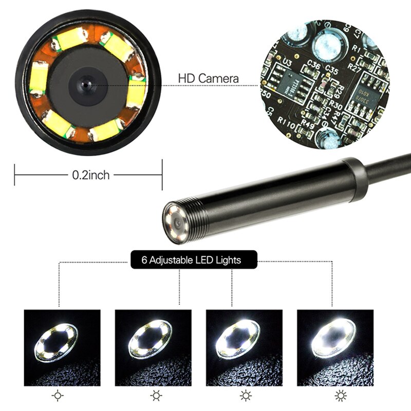 5.5Mm Industriële Endoscoop Camera Hd Usb Led Endoscoop Waterdichte Inspectie Borescope Voor Android Pc Hogard