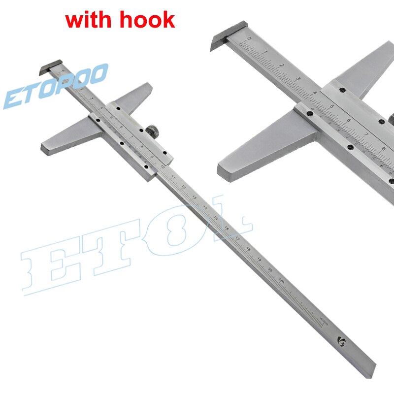 With hook Vernier Depth Gauge 200mm 8inch 0.02mm Depth Caliper Micrometer Measuring Tools Vernier Caliper depth measuring tool: stainless with hook