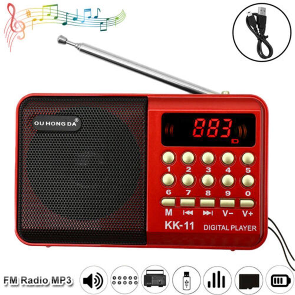 Mini Draagbare Radio Handheld Oplaadbare Digitale Fm Usb Tf MP3 Speler Met 18650 Batterij Usb Kabel Luidspreker Apparaten Levert