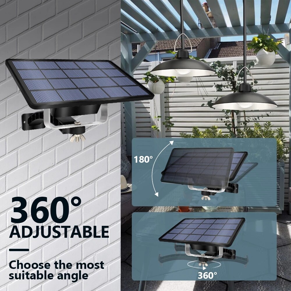 Double Head Solar Pendant Light Outdoor Waterproof Smart Light Control Split Remote Solar Lamp Garage Garden Solar Shed Light