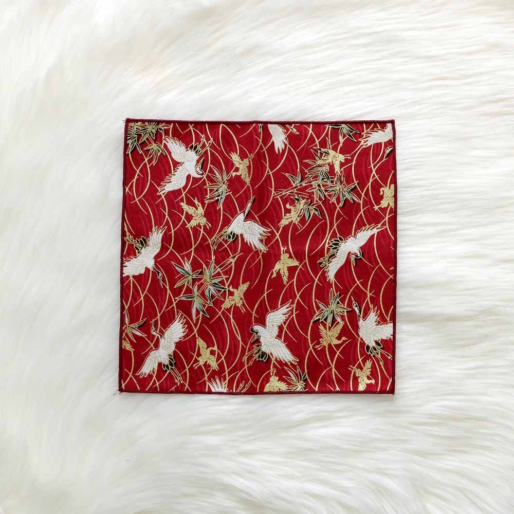 Serviette de poche Style japonais et vent en coton tissu fait à la main Satin bronzant vagues de papillon mouchoir de fleur de cerisier: 10