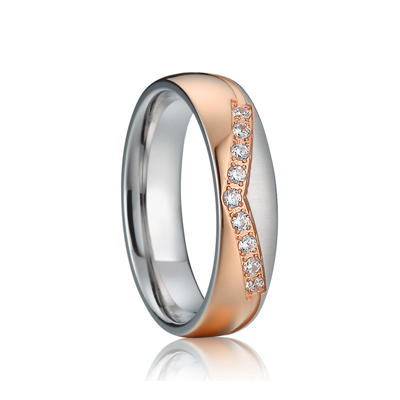 Voor hem en haar crown set Allianties Paar Trouwringen voor mannen en vrouwen meisjes cz zirconia Rose gold Kleur roestvrij staal: 10 / PV1518R women