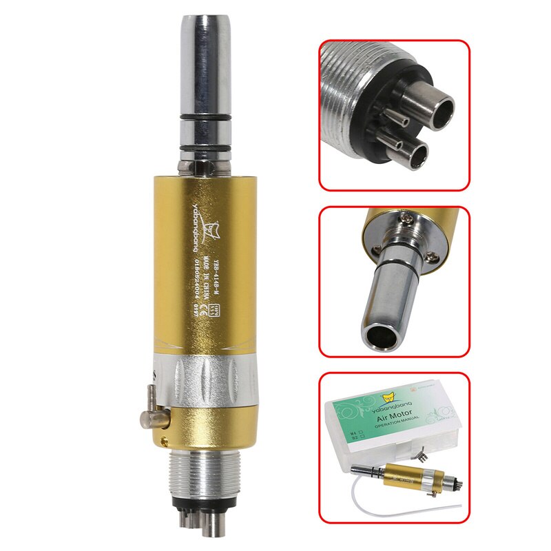 NSK Style Dental low speed contra angle straight handpiece air motor 4hole Gold