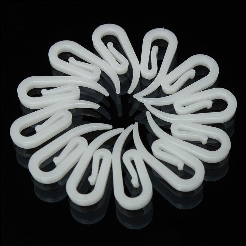 Ganchos de plástico blanco para colgar cortinas, gancho de anillos para coche y caravana, 100 Uds.