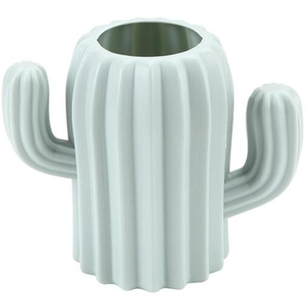 Multifunction Desk Cup Organizer Cactus Shaped Magnetic Pen Holder Pencil Pot Home Office Desk Stationery Storage Box: Green