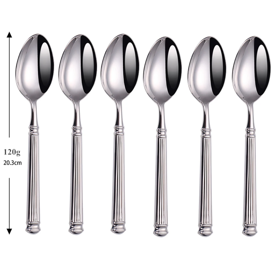 Europe Silver Luxury Cutlery Set 18/10 Stainless Steel Creativity Roman Column Flatware 304: Brown