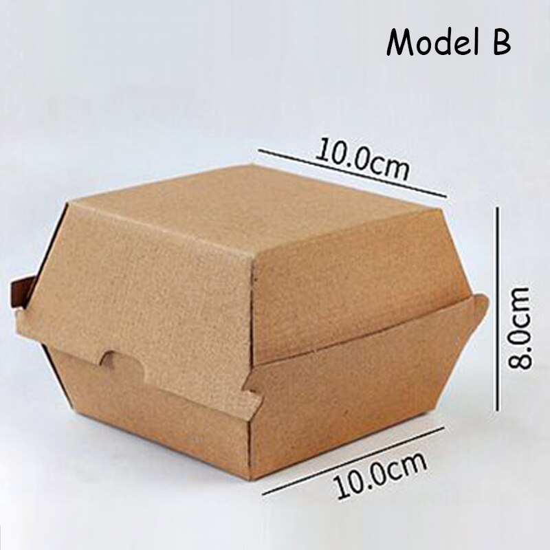 Kraft Hamburger Box Food Grade Disposable Fast Food Fried Chicken Beefsteak Wrapping Boxes Take-out Food Packing Box Doggy Bag: model B