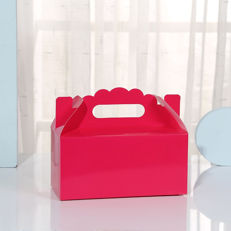 50 Pcs Kraftpapier Cake Opvouwbare Dozen Met Handvat Bruin Cupcake Doos Kerst Papier Kartonnen Taart Pakket Craft Cadeaupapier: Rood