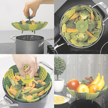 Creatieve PP Opvouwbare Lotus Steamers Fruit Groente Opslag Mand Keuken Dampende Gadgets Geperforeerde Zeef Water Kom