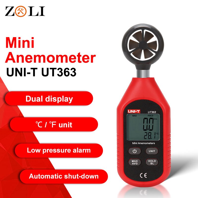 Digitale Wind Meter Thermometer Anemometer Air Flow Monitor Lcd Dual Display Handheld Anemometer Meter UNI-T UT363